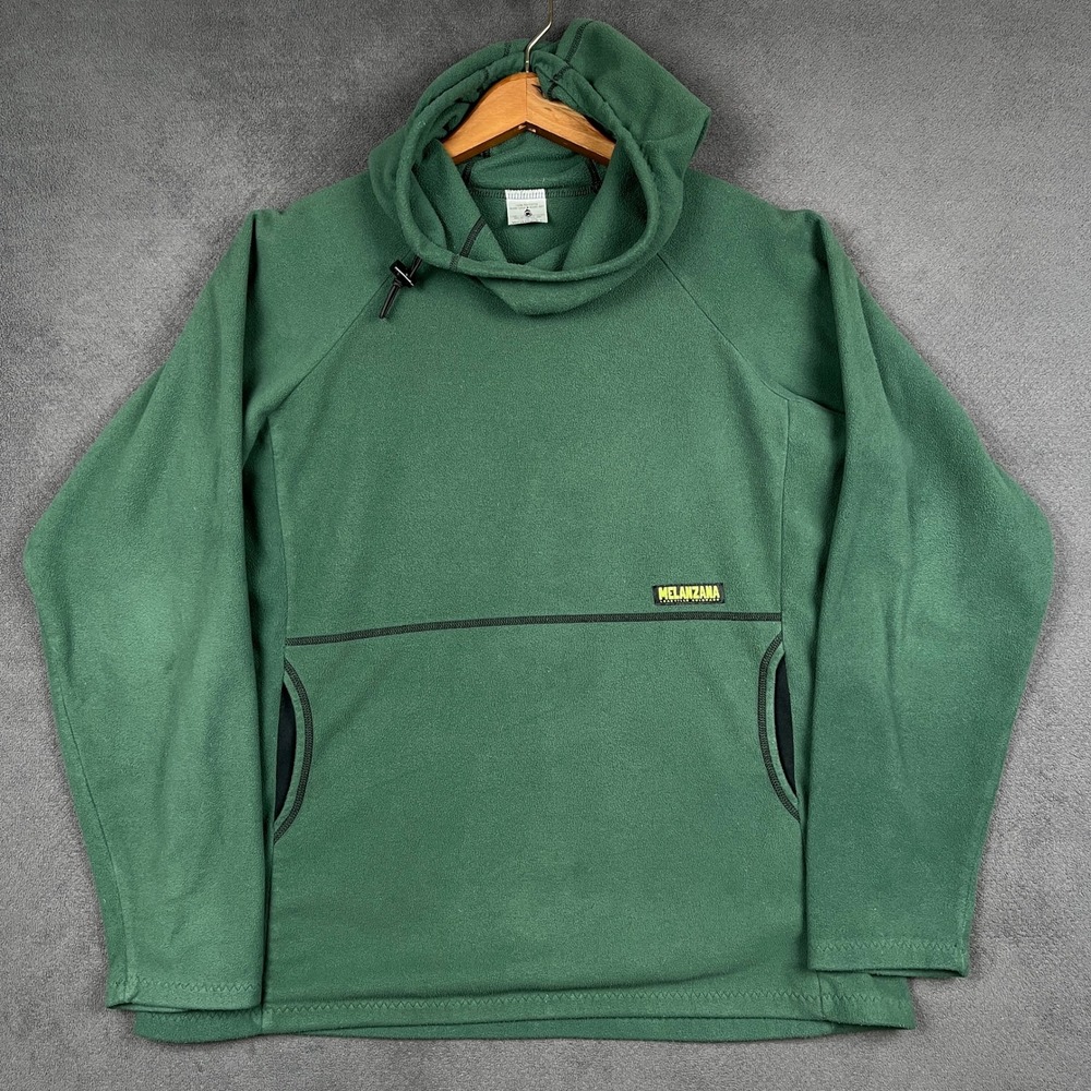 Melanzana Wind Pro Hoodie Womens Large Green Fleece Pullover Cowl Neck
